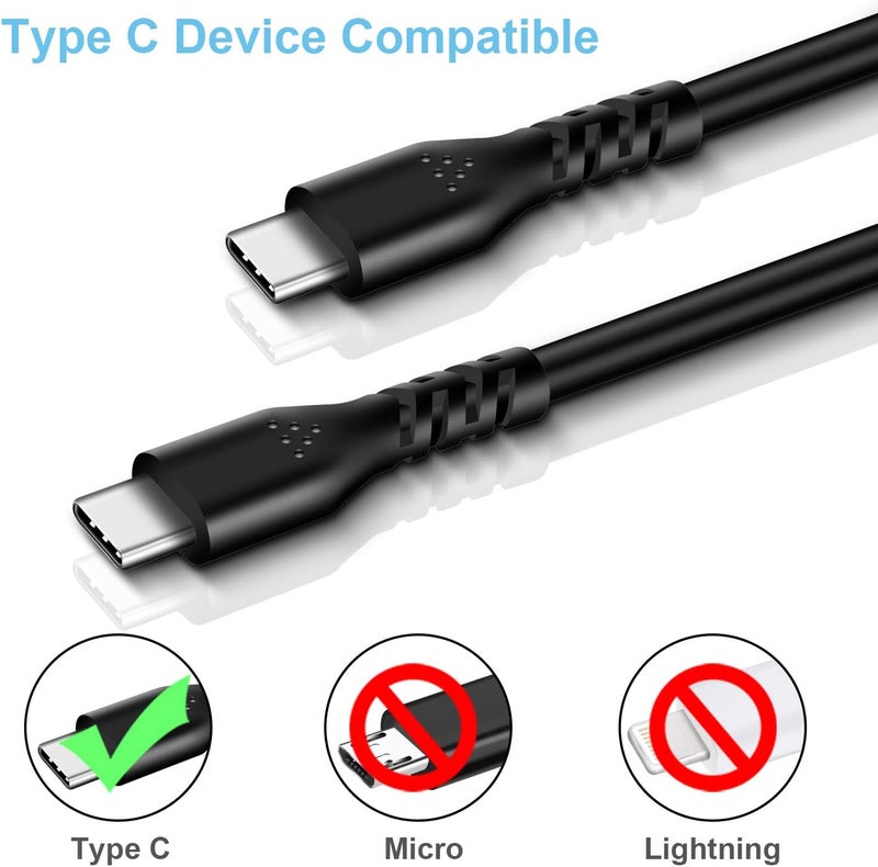 كابل USB C إلى USB C (حزمة واحدة ، 3ft ، أسود) كابل الشحن السريع من النوع C إلى النوع C 2.0 كابل نقل البيانات عالي السرعة مزامنة كابل USB C-C لـ Galaxy S10 S9 ، Huawei P20 ، Nexus 6P 5X ، Chromebook ، Matebook - Image 2
